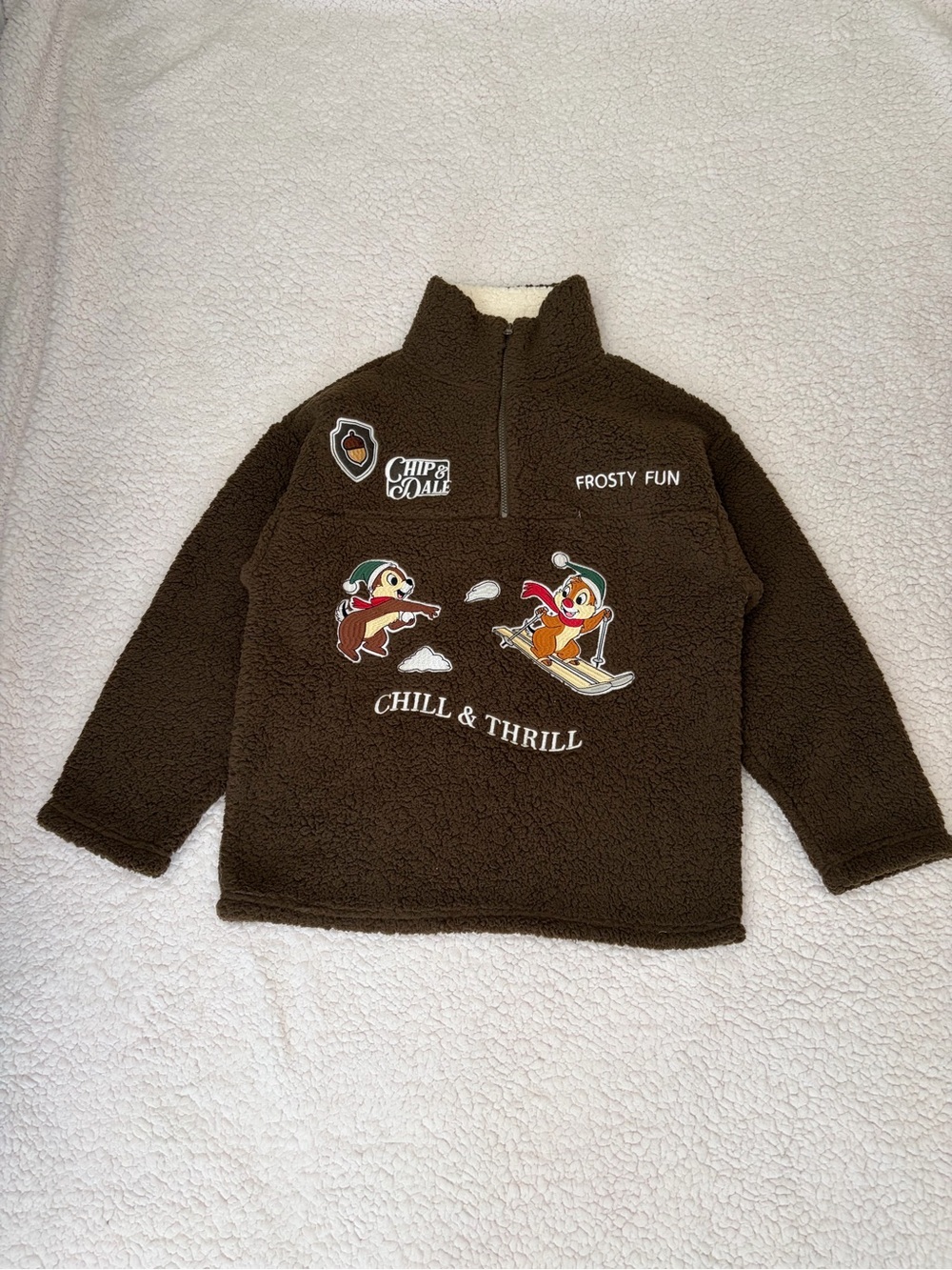 Freeze Women Sherpa Pullover Half-Zip 'Chill & Thrill' Brown Size Medium